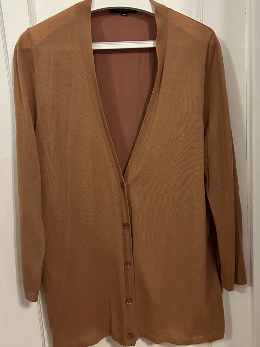 Judith & Charles Silk & Wool Cardigan | Camel | Size L | Good Condition